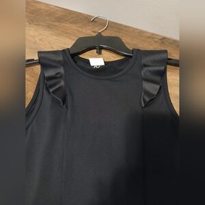 Black Sleeveless Top with Ruffle Detail